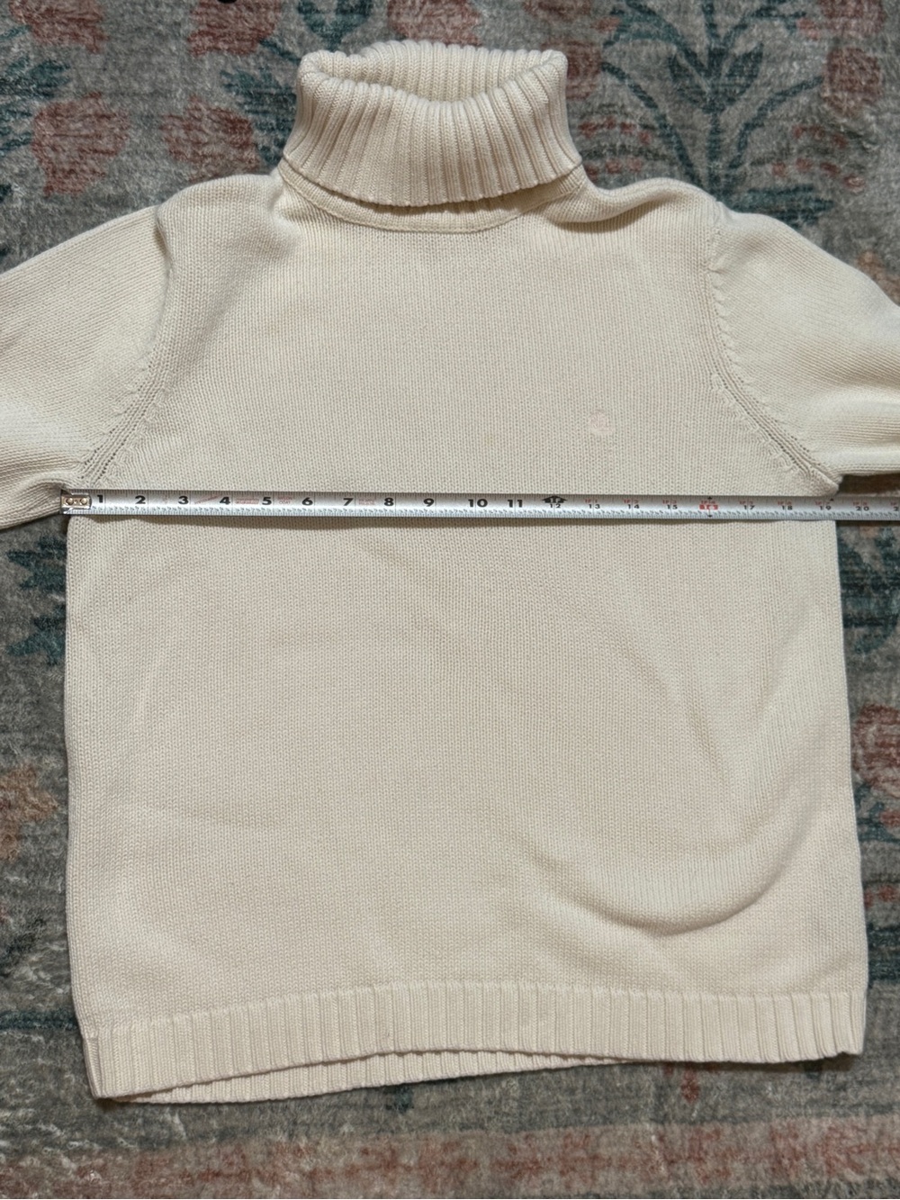 Vintage Lauren Ralph Lauren Cream 100% Cotton Turtleneck Sweater - Picture 7 of 12